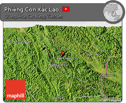 Satellite 3D Map of Phiêng Con Xác Lao