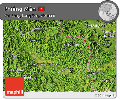 Satellite 3D Map of Phiêng Mân