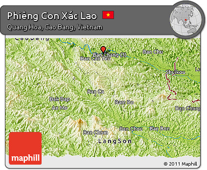 Physical Panoramic Map of Phiêng Con Xác Lao