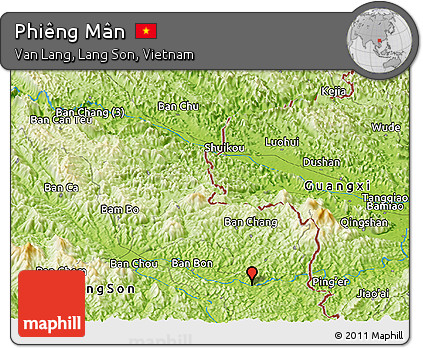 Physical Panoramic Map of Phiêng Mân