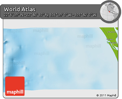 Physical 3D Map of the Area around 22° 23' 25" N, 106° 10' 30" W