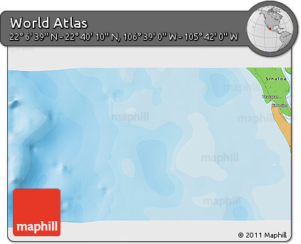 Political 3D Map of the Area around 22° 23' 25" N, 106° 10' 30" W