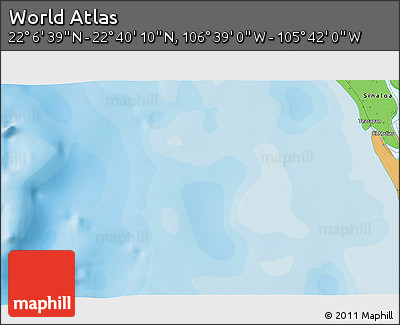 Political 3D Map of the Area around 22° 23' 25" N, 106° 10' 30" W