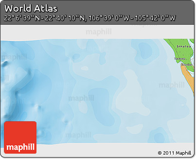 Political 3D Map of the Area around 22° 23' 25" N, 106° 10' 30" W