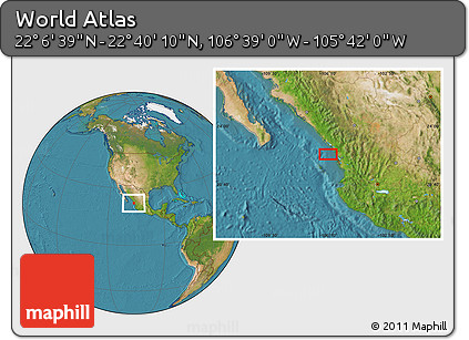Satellite Location Map of the Area around 22° 23' 25" N, 106° 10' 30" W