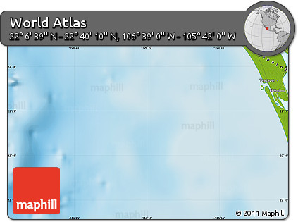 Physical Map of the Area around 22° 23' 25" N, 106° 10' 30" W