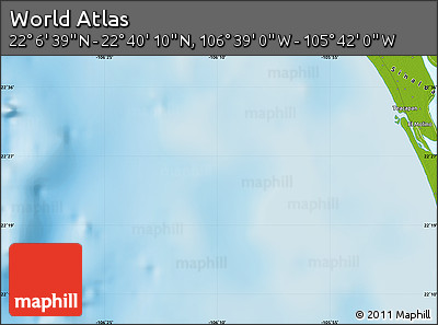 Physical Map of the Area around 22° 23' 25" N, 106° 10' 30" W