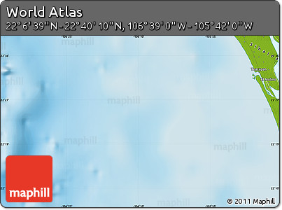 Physical Map of the Area around 22° 23' 25" N, 106° 10' 30" W