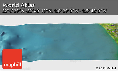 Satellite Panoramic Map of the Area around 22° 23' 25" N, 106° 10' 30" W