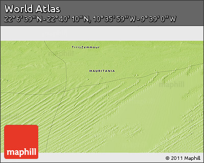 Physical 3D Map of the Area around 22° 23' 25" N, 10° 7' 30" W
