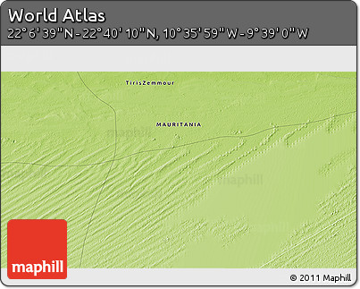 Physical 3D Map of the Area around 22° 23' 25" N, 10° 7' 30" W
