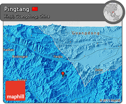 Political 3D Map of Pingtang