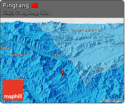 Political 3D Map of Pingtang