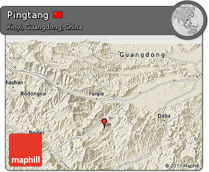 Shaded Relief 3D Map of Pingtang