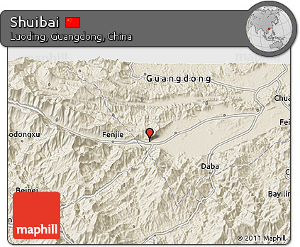 Shaded Relief 3D Map of Shuibai