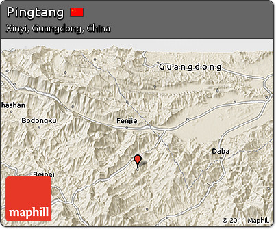 Shaded Relief 3D Map of Pingtang