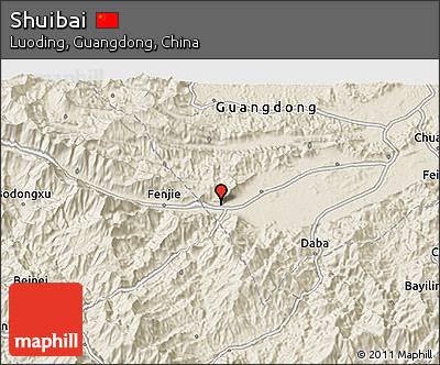 Shaded Relief 3D Map of Shuibai