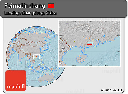 Gray Location Map of Feimalinchang, hill shading