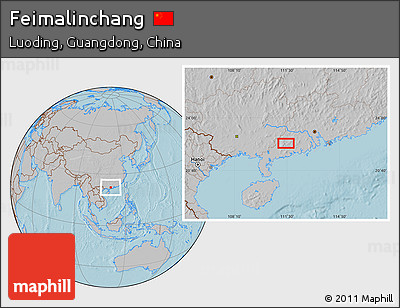 Gray Location Map of Feimalinchang, hill shading
