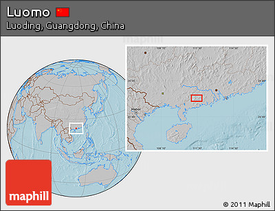 Gray Location Map of Luomo, hill shading