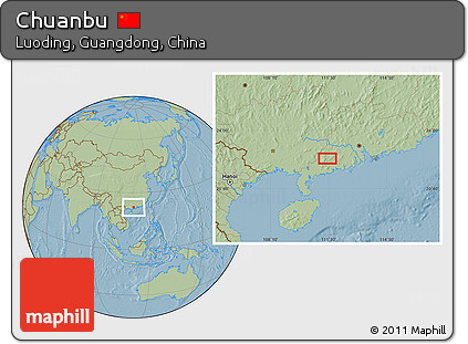 Savanna Style Location Map of Chuanbu, hill shading