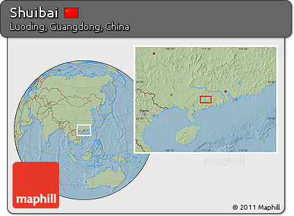 Savanna Style Location Map of Shuibai, hill shading