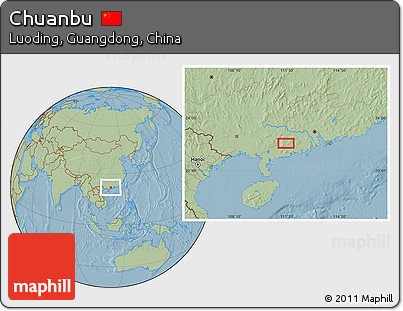 Savanna Style Location Map of Chuanbu, hill shading