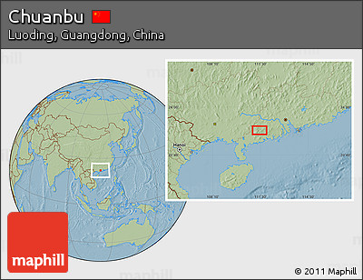 Savanna Style Location Map of Chuanbu, hill shading