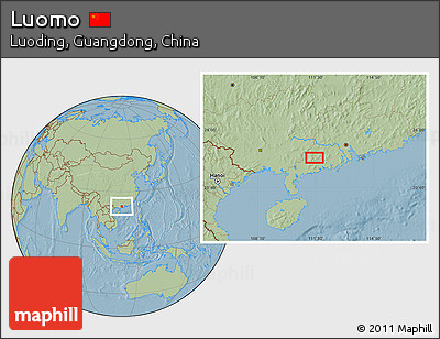 Savanna Style Location Map of Luomo, hill shading