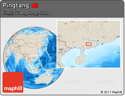 Shaded Relief Location Map of Pingtang