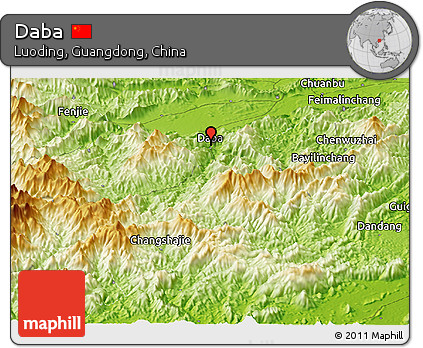 Physical Panoramic Map of Daba