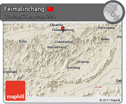 Shaded Relief Panoramic Map of Feimalinchang