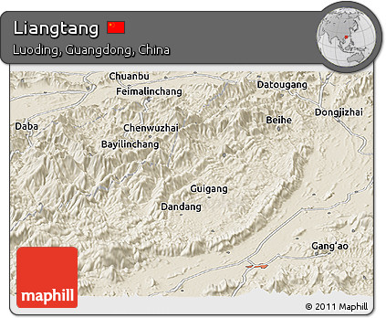 Shaded Relief Panoramic Map of Liangtang