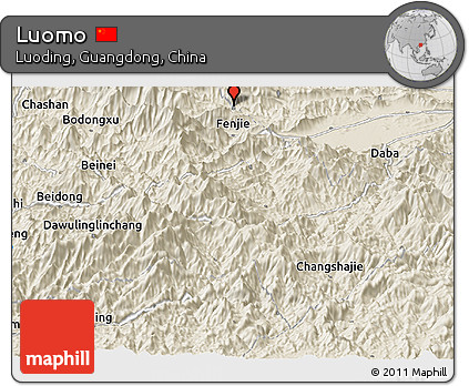 Shaded Relief Panoramic Map of Luomo