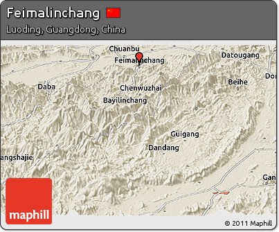 Shaded Relief Panoramic Map of Feimalinchang