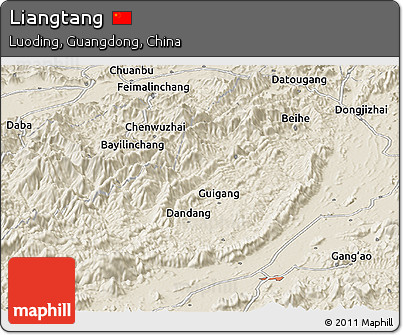 Shaded Relief Panoramic Map of Liangtang