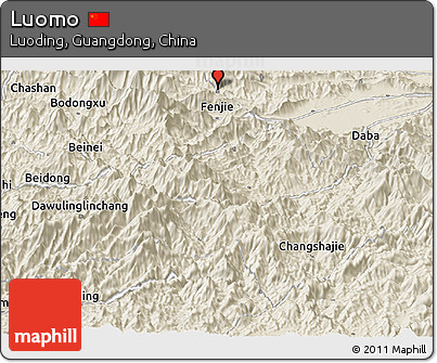 Shaded Relief Panoramic Map of Luomo