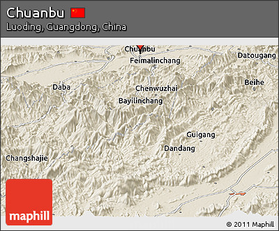Shaded Relief Panoramic Map of Chuanbu