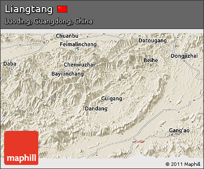 Shaded Relief Panoramic Map of Liangtang