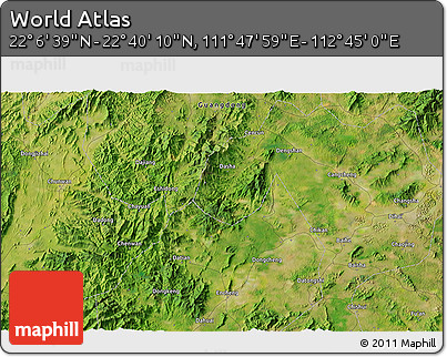 Satellite 3D Map of the Area around 22° 23' 25" N, 112° 16' 30" E