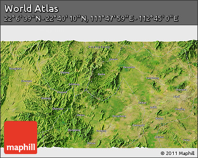 Satellite 3D Map of the Area around 22° 23' 25" N, 112° 16' 30" E