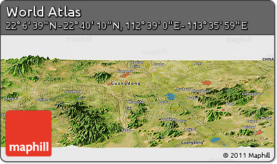 Satellite Panoramic Map of the Area around 22° 23' 25" N, 113° 7' 30" E