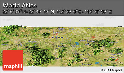 Satellite Panoramic Map of the Area around 22° 23' 25" N, 113° 7' 30" E