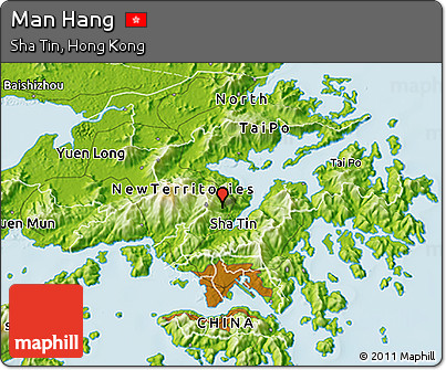 Physical 3D Map of Man Hang