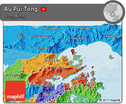 Political 3D Map of Au Pui Tong