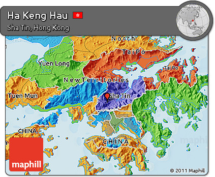 Political 3D Map of Ha Keng Hau