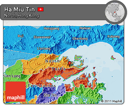 Political 3D Map of Ha Miu Tin