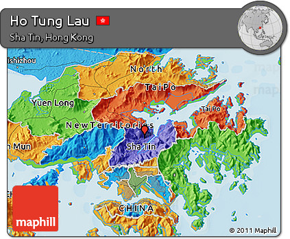 Political 3D Map of Ho Tung Lau