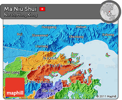 Political 3D Map of Ma Niu Shui