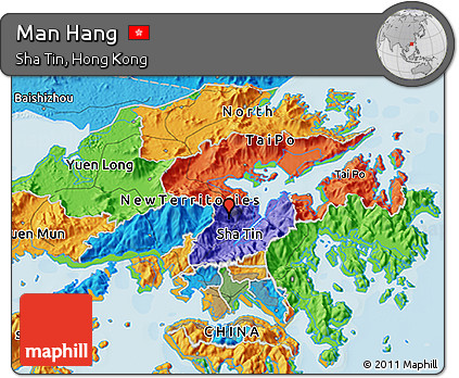 Political 3D Map of Man Hang